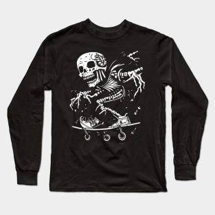 funny Skull Skater Long Sleeve T-Shirt